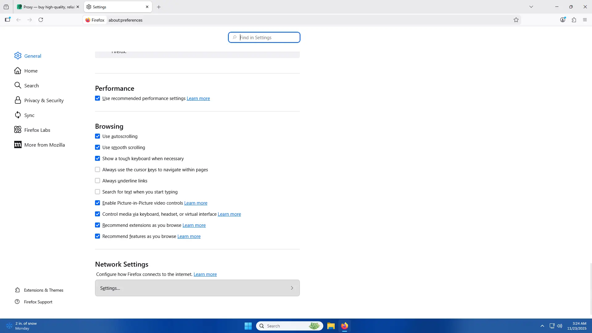 Step 1: Open Firefox Network Settings