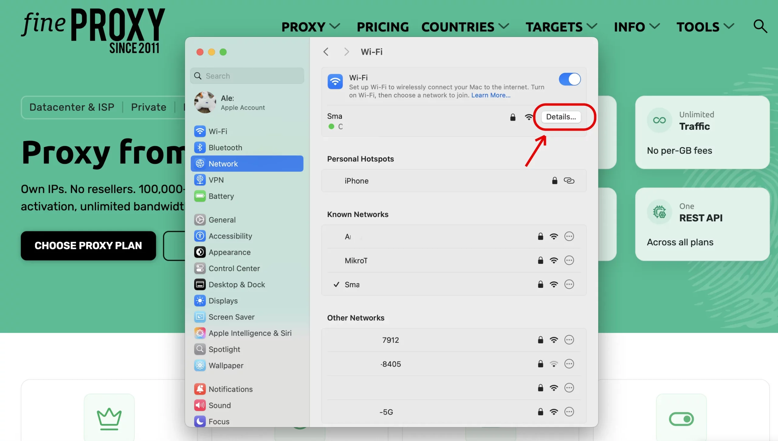 Step 1: Open Networks Settings